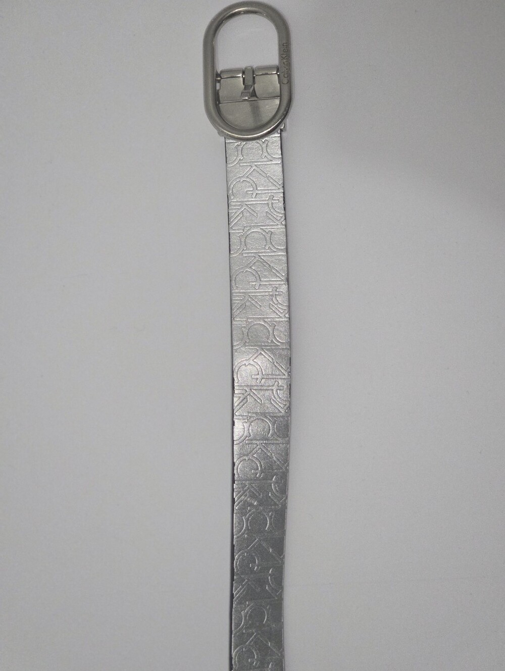 Calvin Klein CK Silver Monogram Belt Women’s Fashion Buckle Fair Condition